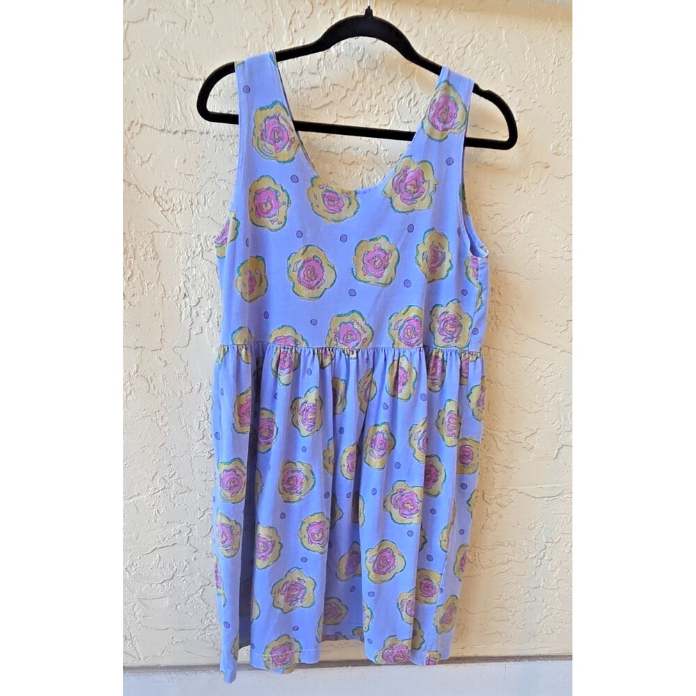VTG 90s Fresh Produce Women's Rose Babydoll Dress MEDIUM 100% Cotton Flower USA